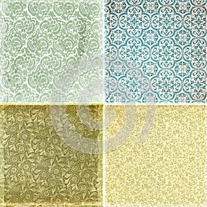 Collection of vintage wallpaper pattern textures