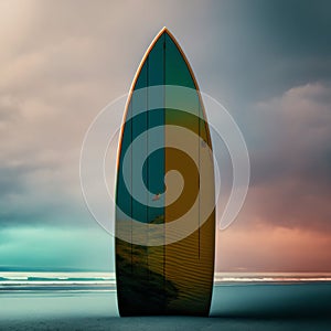 Collection of vintage wooden fishboard surfboard isolated on white with clipping path for object, retro styles. Generati photo