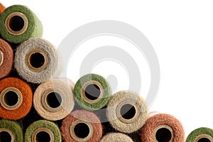 Collection of Vintage Yarn Spools Frame White Background