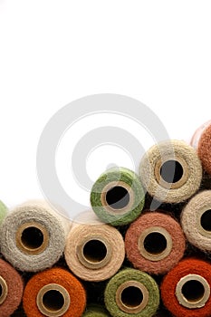 Collection of Vintage Yarn Spools Frame White Background