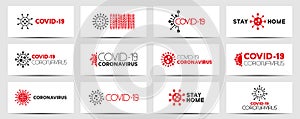 Collection of virus contemporary flyers, covers, templates, posters, cards. Covid-19 concept backgrounds. Coronavirus photo