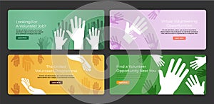 Collection volunteer opportunity banner landing page vector flat illustration webpage user interface