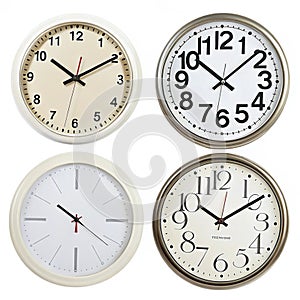 Wall clocks isolated on white background