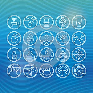 Collection of water icons. Vector illustration decorative design