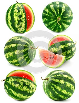 Collection of water melon fruits isolated photo
