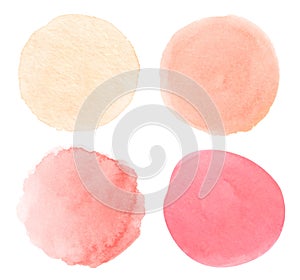 Collection of watercolor light pink round brush strokes