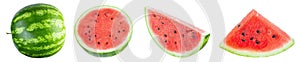 Collection watermelon isolated on white background. Watermelon berry fruit. File contains clipping path. Full depth of field