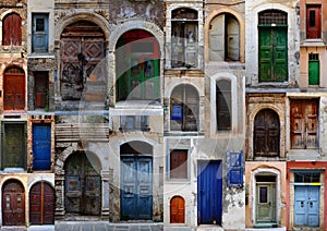 Collection of weathered doors