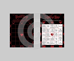 Collection of wedding and bridal bingo cards