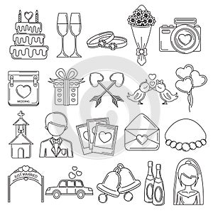 collection of wedding icons. Vector illustration decorative design