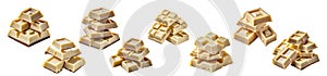 Collection of white chocolate bars isolated on transparent background.