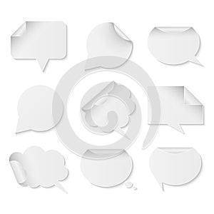Collection of white paper speech bubbles