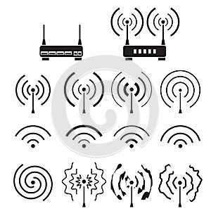 Collection of wifi and wireless signal wave and some vector router