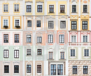 Collection of windows from Telc, Czech Republic