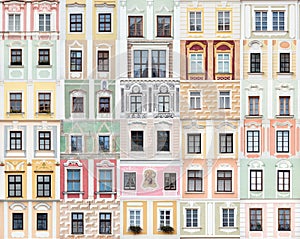 Collection of windows from Telc, Czech Republic