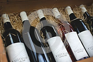 Collection of wine bottle mockups photo
