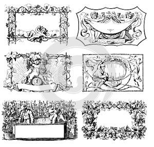 Collection of wine vignette illustrations