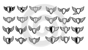 Collection of Winged Shield Emblems and Badges
