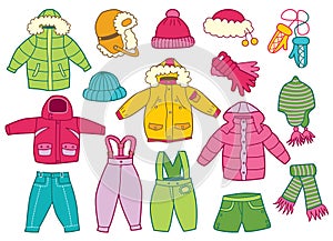 Collection of winter children's clothing