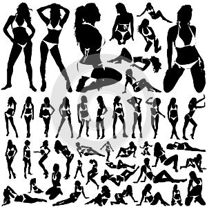 Collection of women in bikini vector