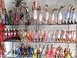 Collection of Wooden Duck Dolls in Tegallalang Village of Gianyar Regency of Bali Province, Indonesia