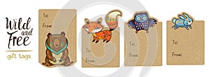 Collection of woodland gift tags