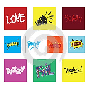 collection of word letterings. Vector illustration decorative design photo