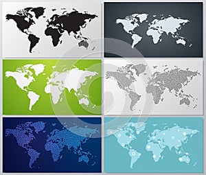 Collection of world map illustrations