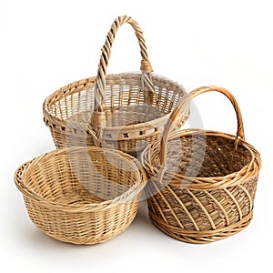 Woven baskets isolated