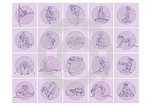 collection of yoga postures. Vector illustration decorative design