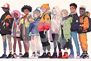 Collection Of Youthful Individuals In Animeinspired Character Designs