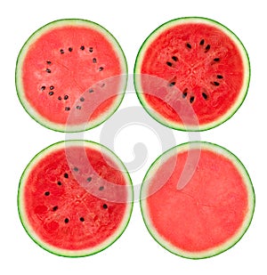 Collectionof half of watermelon isolated on white
