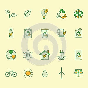 Collectionofecologyicons. Vector illustration decorative design