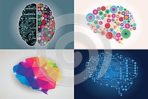 Collections of four different human brains, left and right side