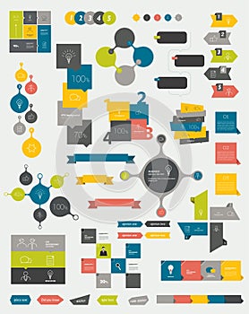 Collections of info graphics flat design diagrams.