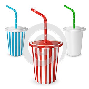 Collections Plastic fastfood cup for beverages with straw