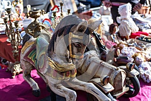 Collective antique wood horse