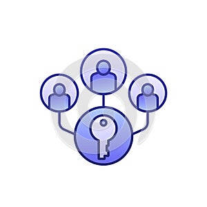 Collective ownership icon with people and a key