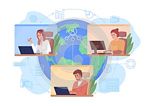 Collective remote work 2D vector isolated illustration