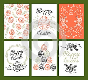 Collectoin of vector flat hand drawn holiday congratulation cards.