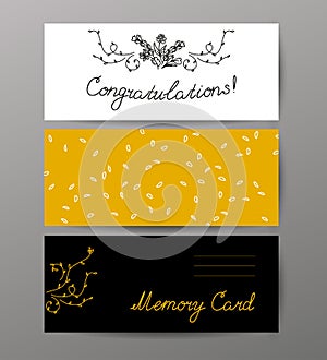 Collectoin of vector flat hand drawn holiday congratulation cards. photo