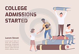 College admissions started banner flat vector template