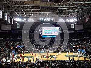 College Basketball players get warm up for the start of Diamond