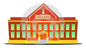 College Building Vector. Modern University Academy. Isolated Flat Cartoon Illustration