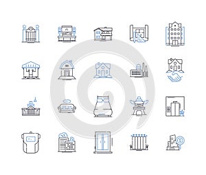 College campus development line icons collection. Renovation, Innovation, Expansion, Sustainability, Modernization