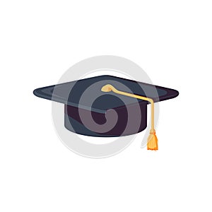 College cap, mortar board. Graduation cap, student hat hat with tassel icon. Education, degree ceremony concept. Icon