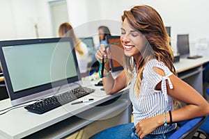 College students in a computer lab