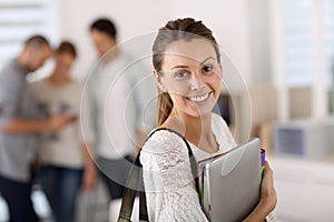 College girl going to class