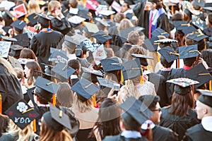 College Graduates Wearing Mortarboards Gather For Graduation Activities