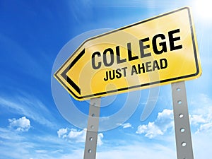 College just ahead sign